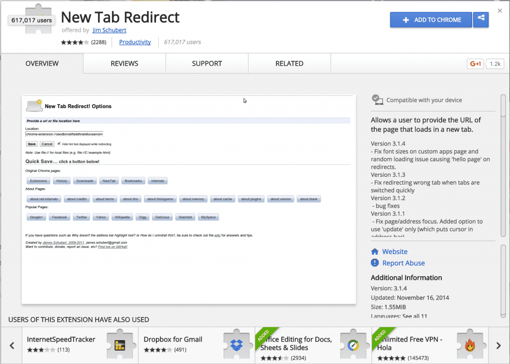 Google Chrome New Tab Extension