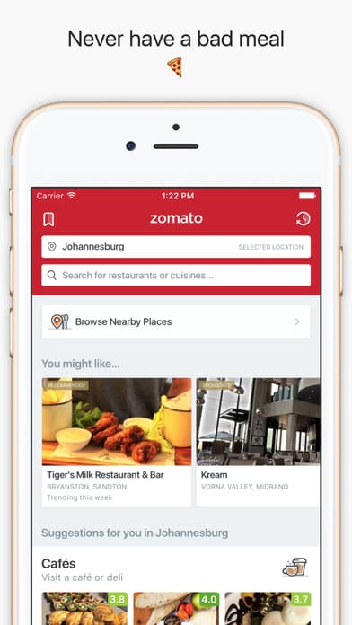 مميزات تطبيق zomato