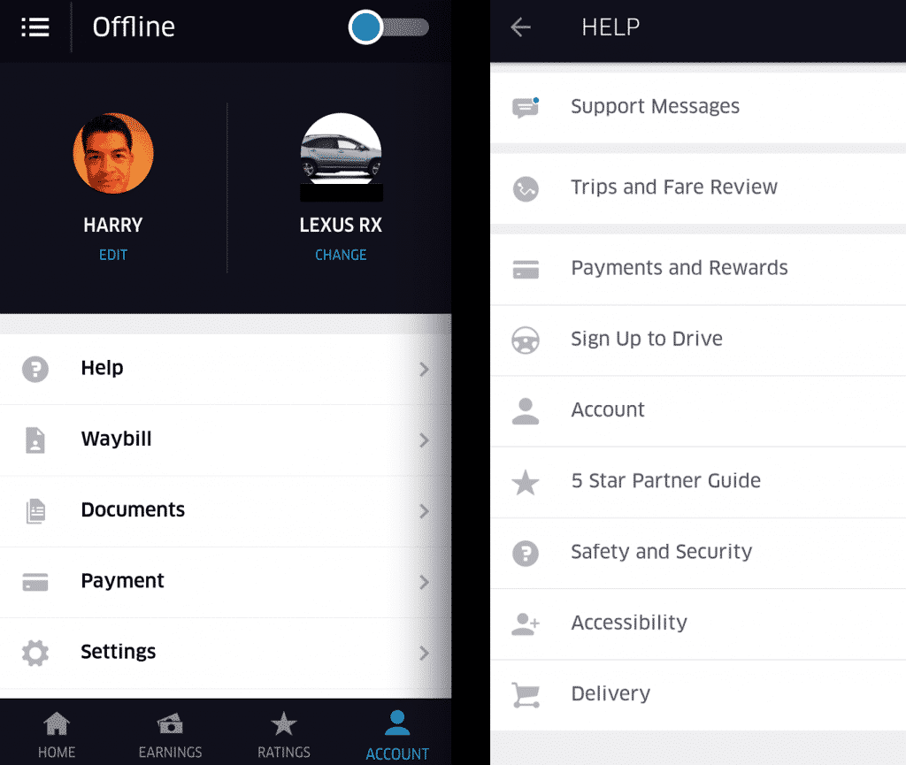 حساب اوبر للسائق