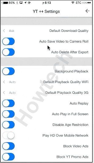 اعدادات يوتيوب بلس