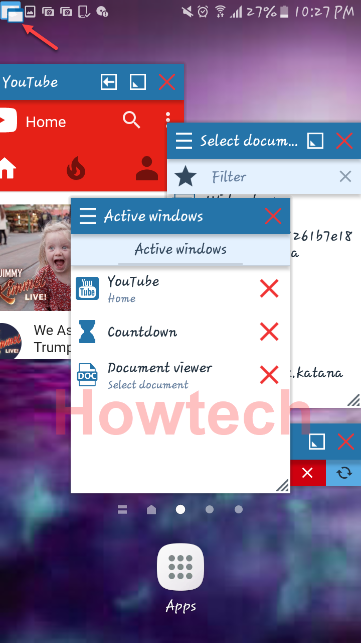 فتح النوافذ العائمة