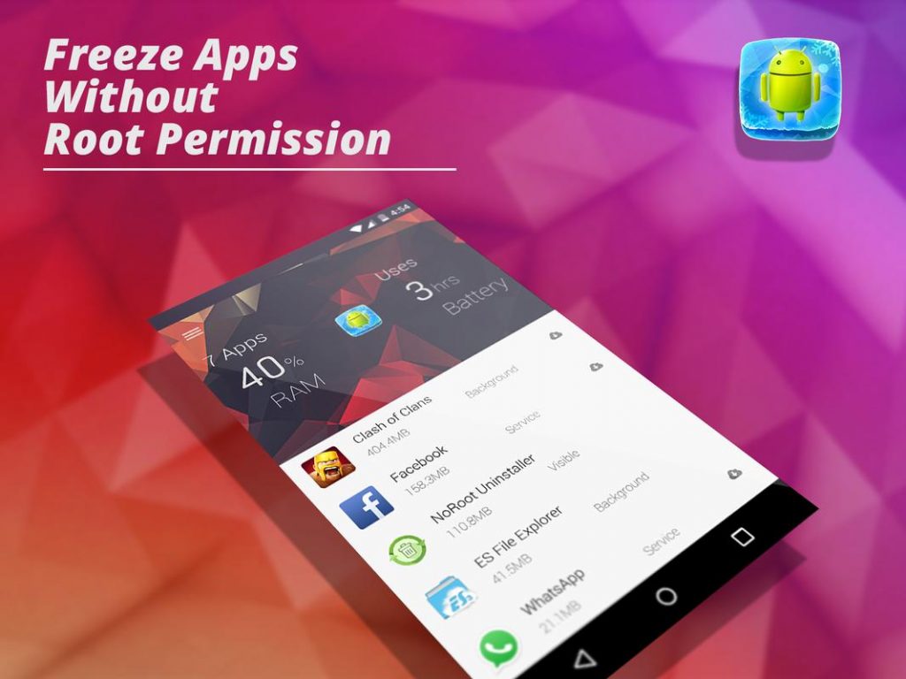 تطبيق App Freezer No Root ، تسريع هواتف أندرويد بدون روت 